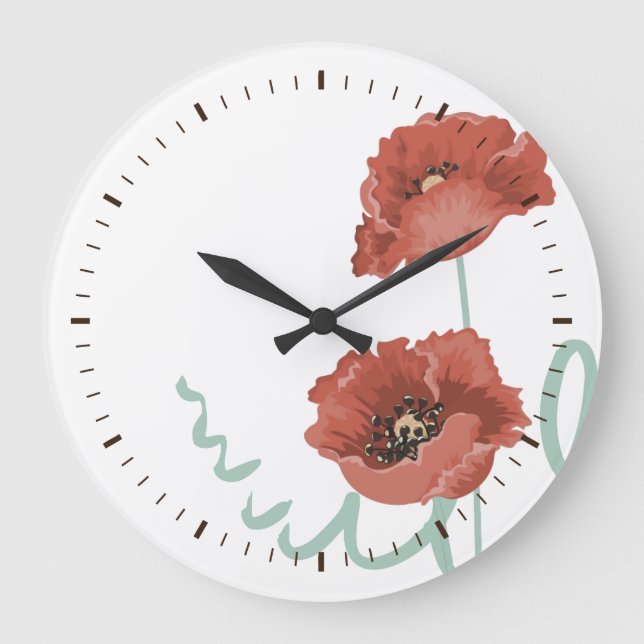 Red Peonies Wall Clock (Front)