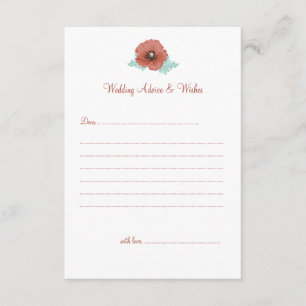 Red Peonies Wedding Advise & Wishes Cards