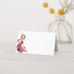 Red Peonies Wedding Place Card