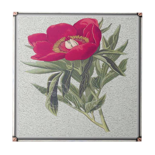 Red Peony Ceramic Tile (Front)