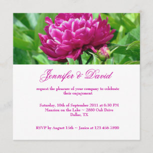 Red Peony Engagement Invitation