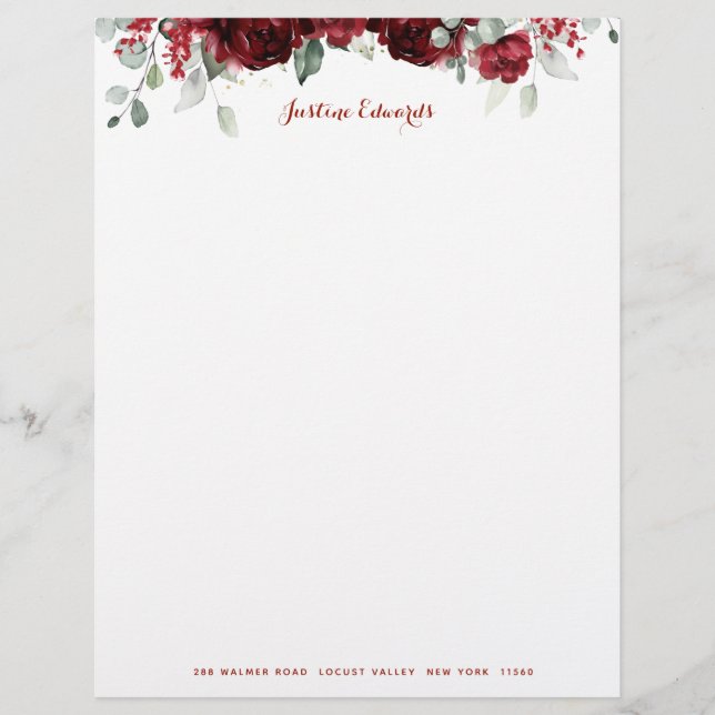 Red Peony Epiphany  Custom Letterhead (Front)