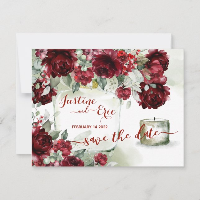Red Peony Epiphany Save The Date Postcard (Front)