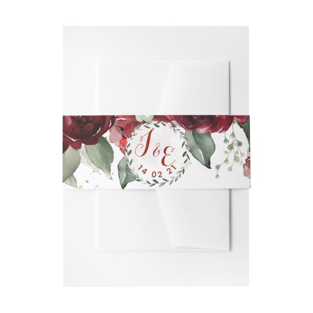 Red Peony Epiphany Wedding Invitation Suite Belly Band (Front Example)