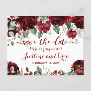Red Peony Epiphany Wedding Save The Date Postcard