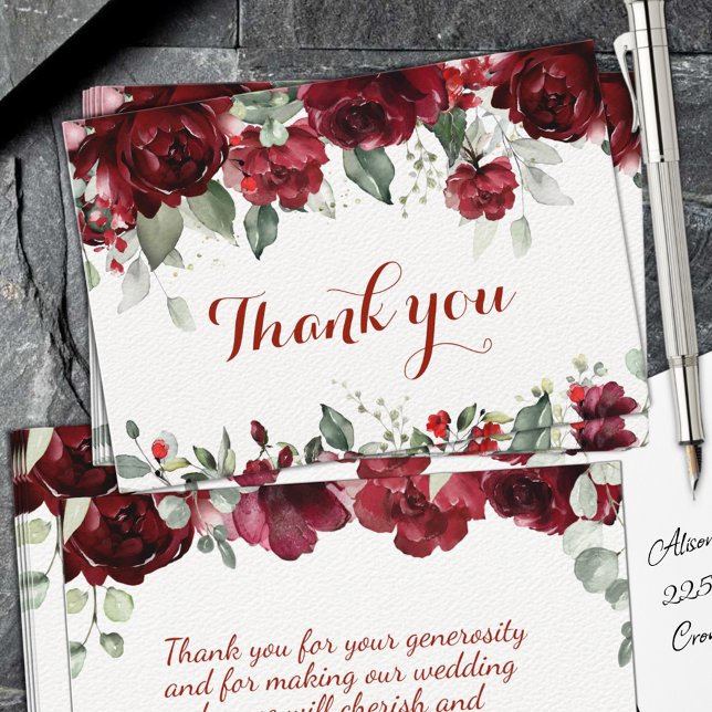 Red Peony Epiphany Wedding  Thank You Card (Creator Uploaded)