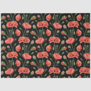 Red peony floral decoupage tissue paper