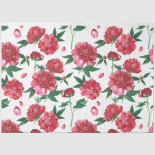 Red peony floral decoupage Tissue Paper