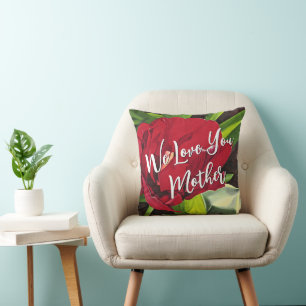 Red Peony Floral Mom Cushion