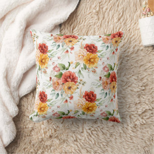 Red Peony Flower Bouquet Pattern Cushion