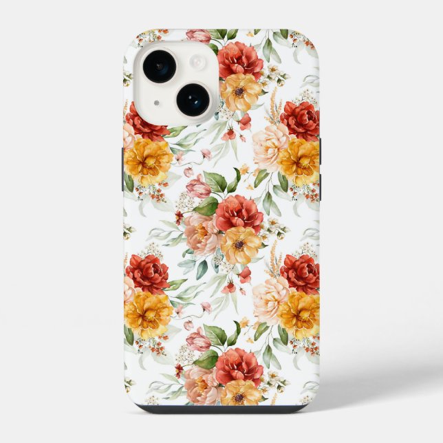 Red Peony Flower Bouquet Pattern iPhone Case (Back)