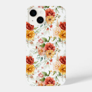 Red Peony Flower Bouquet Pattern iPhone 14 Case