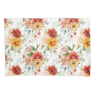 Red Peony Flower Bouquet Pattern Pillowcase