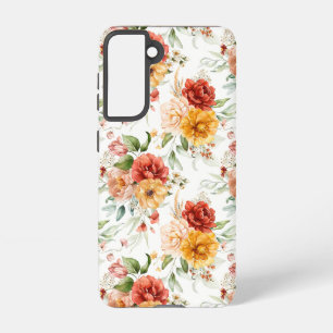 Red Peony Flower Bouquet Pattern Samsung Galaxy Case