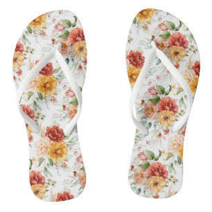 Red Peony Flower Bouquet Pattern Thongs