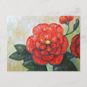 Red Peony Impressionist Fine Art Flower Postcard