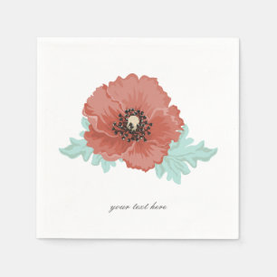 Red Peony Party Paper Napkin Set