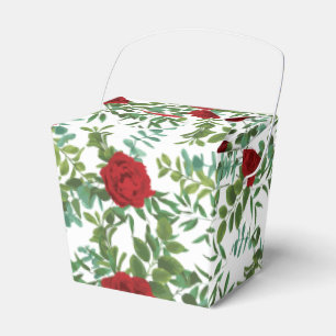 Red Peony & Rose Floral Wedding Favour Box