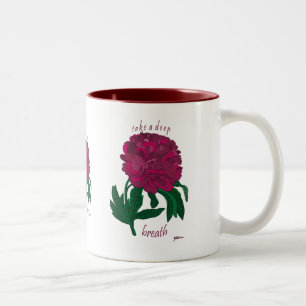 Red Peony Take a Deep Breath Two-Tone Coffee Mug