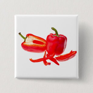 Red pepper 15 cm square badge