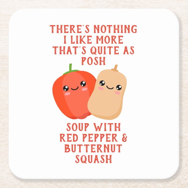 red pepper and butternut squash soup square paper coaster (Front)