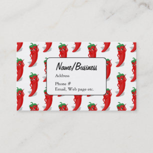 Red Pepper Cartoon Pattern Business Card