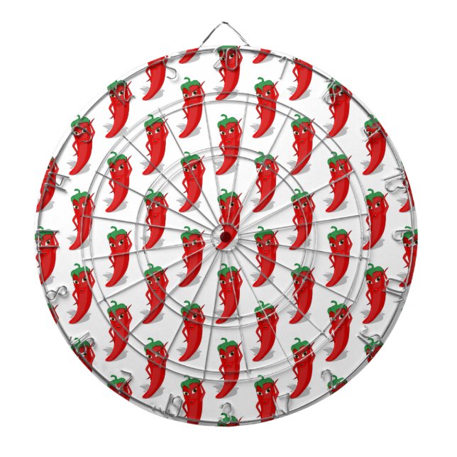 Red Pepper Diva Cartoon Pattern Dartboard (Front)