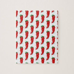 Red Pepper Diva Cartoon Pattern Jigsaw Puzzle