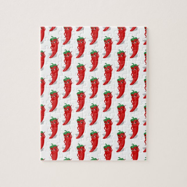 Red Pepper Diva Cartoon Pattern Jigsaw Puzzle (Vertical)