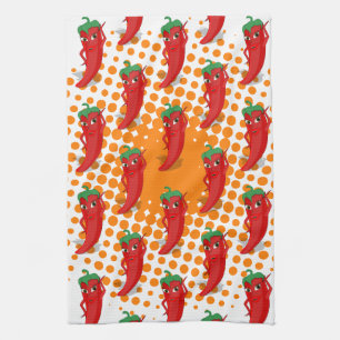 Red Pepper Diva Cartoon Pattern Kitchen Towel
