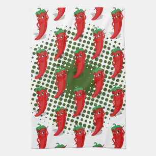 Red Pepper Diva Cartoon Pattern Kitchen Towel