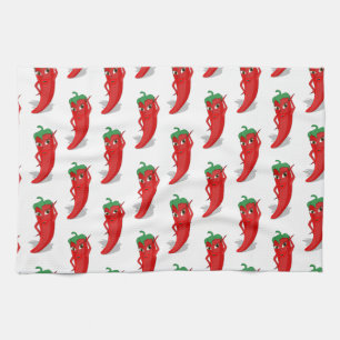 Red Pepper Diva Cartoon Pattern Tea Towel