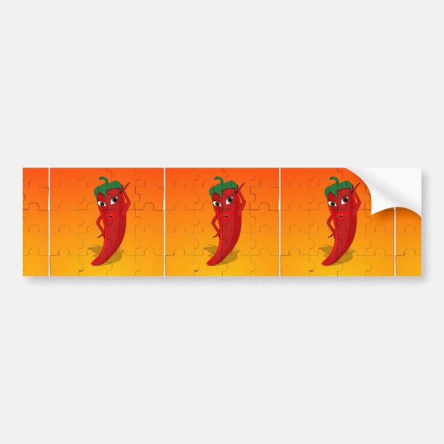 Red Pepper Diva Jigsaw Puzzle Bumper Sticker (Front)