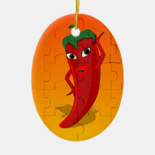 Red Pepper Diva Jigsaw Puzzle Ceramic Tree Decoration