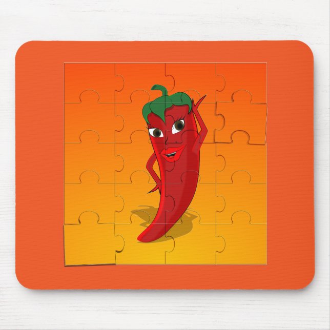 Red Pepper Diva Jigsaw Puzzle Mouse Pad (Front)