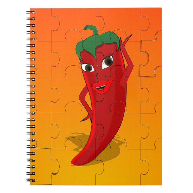 Red Pepper Diva Jigsaw Puzzle Notebook (Front)