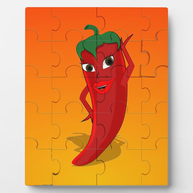 Red Pepper Diva Jigsaw Puzzle Plaque (Front)