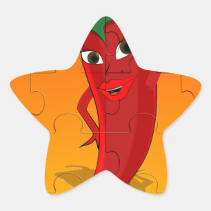 Red Pepper Diva Jigsaw Puzzle Star Sticker