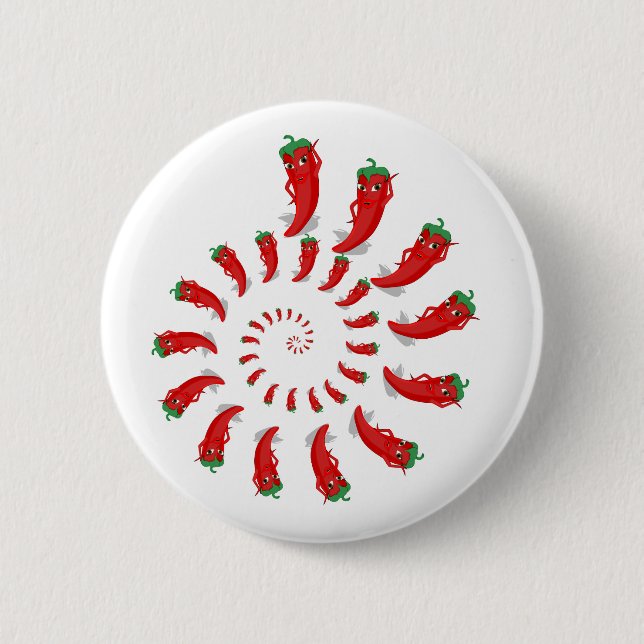 Red Pepper Diva Spiral 6 Cm Round Badge (Front)