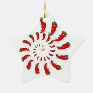 Red Pepper Diva Spiral Ceramic Tree Decoration