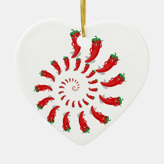 Red Pepper Diva Spiral Ceramic Tree Decoration (Front)