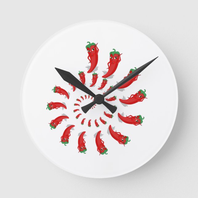 Red Pepper Diva Spiral Round Clock (Front)
