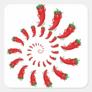 Red Pepper Diva Spiral Square Sticker