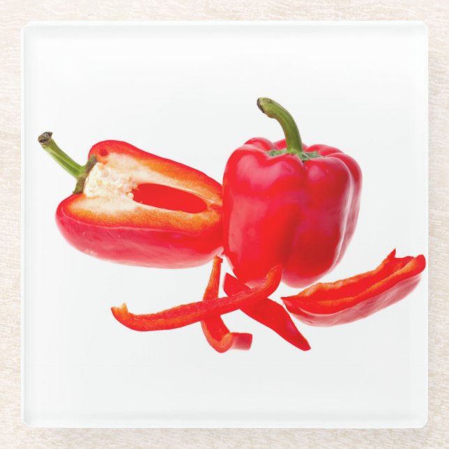 Red pepper glass coaster (Front)