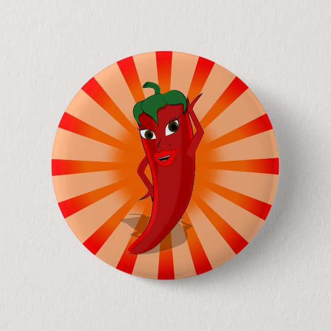 Red Pepper Superstar 6 Cm Round Badge (Front)