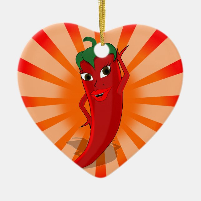 Red Pepper Superstar Ceramic Ornament (Front)