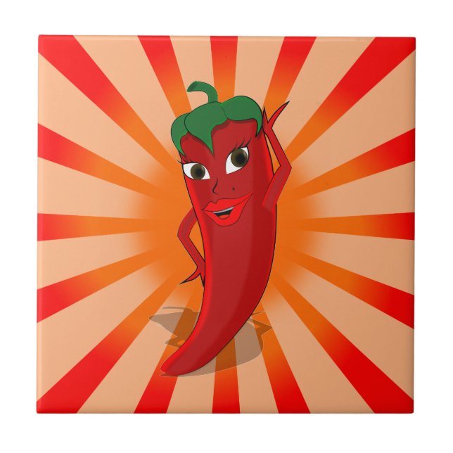 Red Pepper Superstar Ceramic Tile (Front)