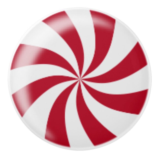 Red Peppermint Candy Cabinet Knob Drawer Pull (Front)