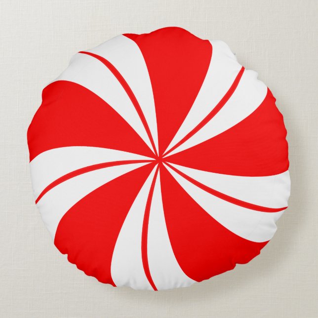 Red Peppermint Candy Christmas Pillow (Back)