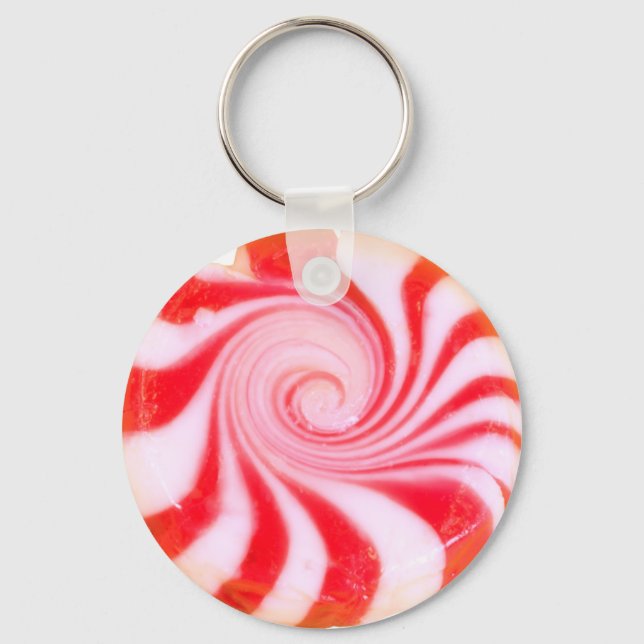 Red peppermint Christmas Mint Key Ring (Front)